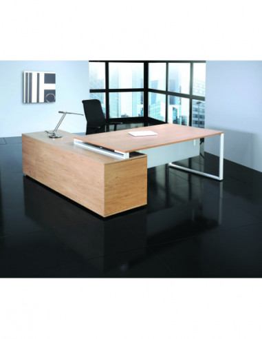 Bureau professionnel 200x100 cm coloris chêne clair et carbone