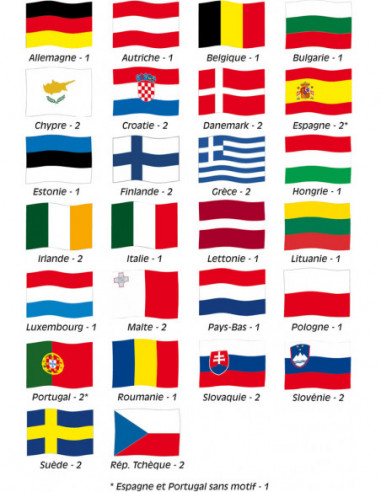 Drapeau européen entouré des pavillons des pays de l'Europe