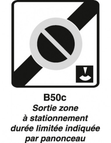 Panneau B50C - Sortie zone stationnement durée limitée avec contrôle par  disque